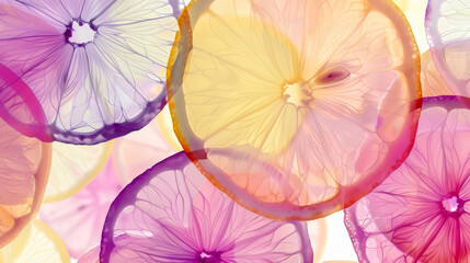 Naklejka premium A vibrant abstract artwork featuring citrus fruits in a modern, colorful design.