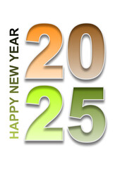 New year 2025 celebrations with Orange and green inside shadow  number. Premium Illustration Design for Happy New Year and Christmas