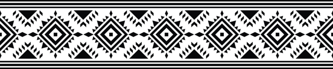 Ethnic border ornament. Geometric ethnic oriental seamless pattern. Stripe vector illustration. Native American Mexican African Indian tribal style. Design border, textile, fabric, clothing, carpet.