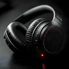 Black Headphones 3D Render - Music Device