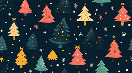 Christmas trees seamless pattern. 