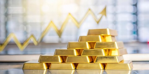 "Financial Growth with Gold Bars" - An image showcasing gold bars stacked with financial graphs and growth arrows, representing investment success.
