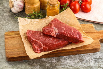 Raw marble uncooked beef steak