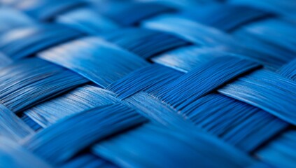 The Woven Texture On A Blue Straw Fabric