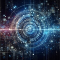 Obraz premium Digital backdround ideal for technological operations, neural networks, AI, data transmission and encryption, digital archives, audio and visual representations, scientific research 