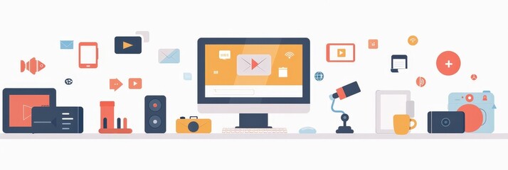 Social Media Content Creation Concept Illustration.