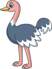 Ostrich baby animal cartoon mascot. Funny bird