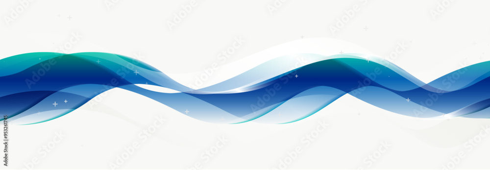 Poster abstract wavy blue lights tech on a white background. futuristic digital technology concept. vector 