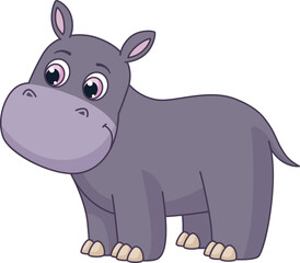 Hippo baby cartoon character. Cute african animal