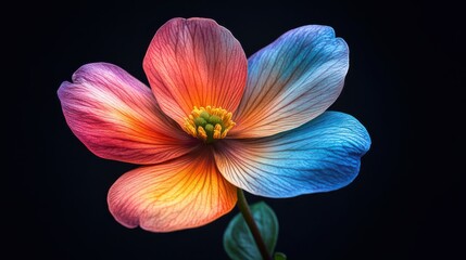 Rainbow Flower on Black Background