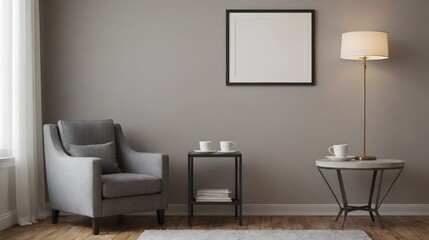 Naklejka premium Home mock up design, minimalist decorated white wall and wooden flooring interior design background.