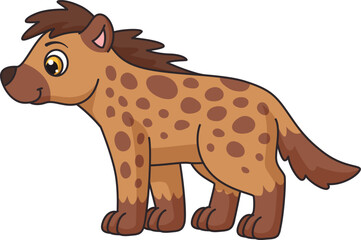 Hyena baby animal cartoon character. African predator