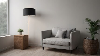 Home mock up design, modern white wall and wooden flooring interior image background
