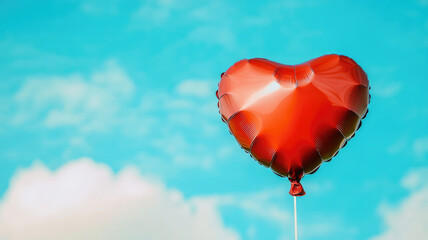 Fototapeta premium a heart-shaped balloon on blue sky background, detailed high definition image