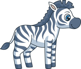 Cute cartoon baby zebra character. Kid design