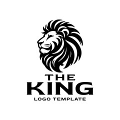 The King Lion Logo Template - Majestic Lion Head Emblem in Black and White