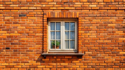 Vintage windows add charm to a rustic orange brick wall background