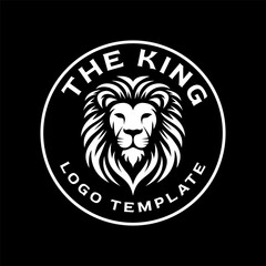 The King Lion Logo Template - Majestic Lion Head Emblem in Black and White