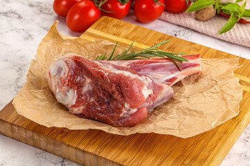 Raw lamb shank for cooking