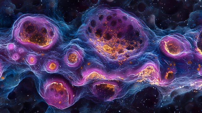 A phase-contrast micrograph of pancreatic acinar cells, showing their characteristic pyramidal shape and abundant zymogen granules, which store