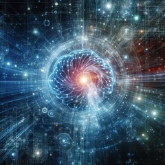 Obraz premium Digital backdround ideal for technological operations, neural networks, AI, data transmission and encryption, digital archives, audio and visual representations, scientific research 