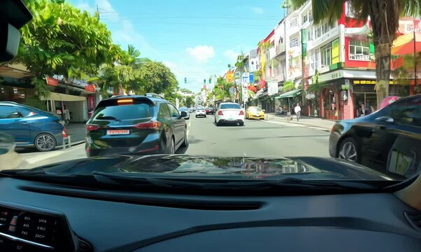 Jamaican Man Parallel Parking in Busy Urban Street