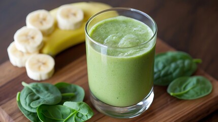 Green Power Smoothie: A vibrant and healthy green smoothie made with spinach and banana, perfect for a refreshing and nutritious breakfast or snack. 