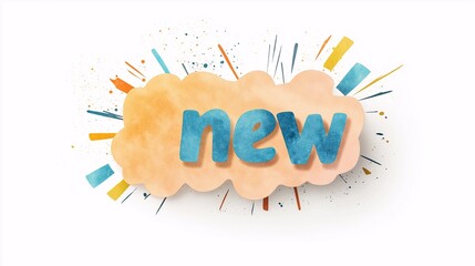 New Arrival Announcement: A vibrant watercolor splash announces "NEW" with a burst of color and energy. Perfect for highlighting new products, launches, or promotions.  