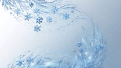 A serene and futuristic digital illustration featuring a mesmerizing blue snowfall effect