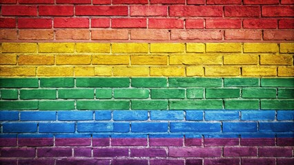 Fototapeta premium Gay pride flag painted on a textured brick wall background