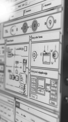 Close-up of a computer screen with a website design on it.