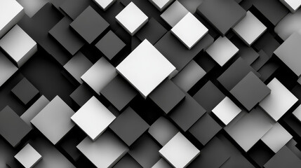 Abstract Black and White Geometric Pattern   Cubes Background