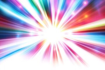 Abstract background with bright, colorful, radial, glowing lines and light streaks converging into a bright, white center.