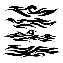 tribal fire symbol design. fire flame vector illustration. Flame decal. Tribal fire vinyl stickers for transportation. Burning element with curves for vehicle. y2k gothic flame stickers.