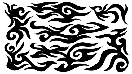 Fototapeta premium tribal fire symbol design. fire flame vector illustration. Flame decal. Tribal fire vinyl stickers for transportation. Burning element with curves for vehicle. y2k gothic flame stickers.
