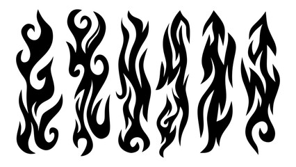 tribal fire symbol design. fire flame vector illustration. Flame decal. Tribal fire vinyl stickers for transportation. Burning element with curves for vehicle. y2k gothic flame stickers.