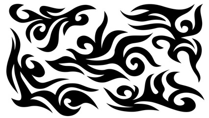 Fototapeta premium tribal fire symbol design. fire flame vector illustration. Flame decal. Tribal fire vinyl stickers for transportation. Burning element with curves for vehicle. y2k gothic flame stickers.