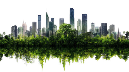 Fototapeta premium Green Cityscape with Skyscrapers and Trees