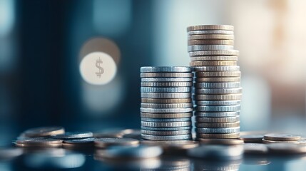 Stacks of Coins with Payday Text Financial Growth and 3D Rendering