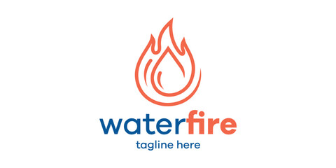 logo design combination of water and fire, minimalist, flame, drops, logo design template, creative, idea.