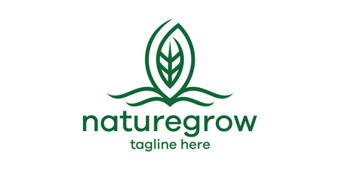 logo design nature grow, green growth, nature, organic, logo design template, creative, idea.