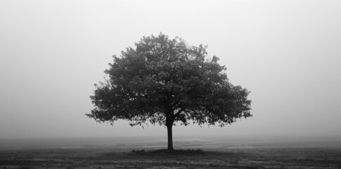 Obraz premium Serene Black and White Tree Wallpaper. Minimalist Nature Theme