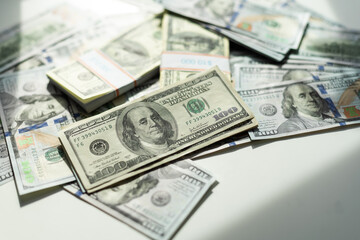 Background of one hundred dollar bills