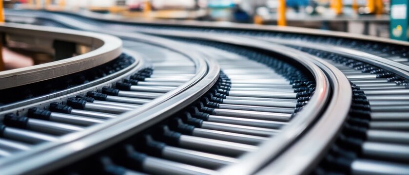Close-Up of Industrial Conveyor Belt System