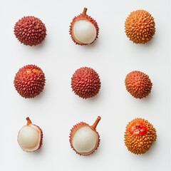 lychees on a clean white background