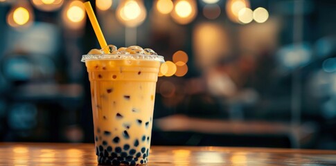 Refreshing Bubble Tea Delight. Boba wallpapers with high detail on a plain background