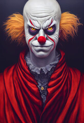 Portrait of an evil creepy clown