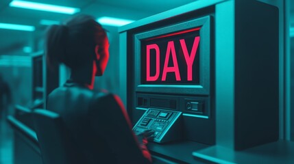 Naklejka premium Pay day graphic with ATM machine