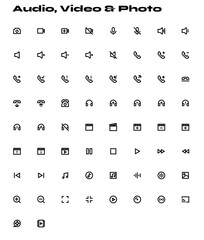 Kamao Icon &ndash; Brutalist icon set style_Audio Video Photo