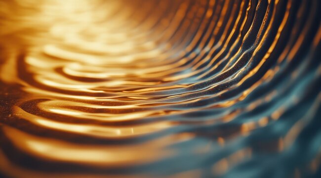 Ripples on water illuminated by golden light, creating a serene and flowing abstract pattern with warm, glowing tones that evoke a peaceful and calming atmosphere.
